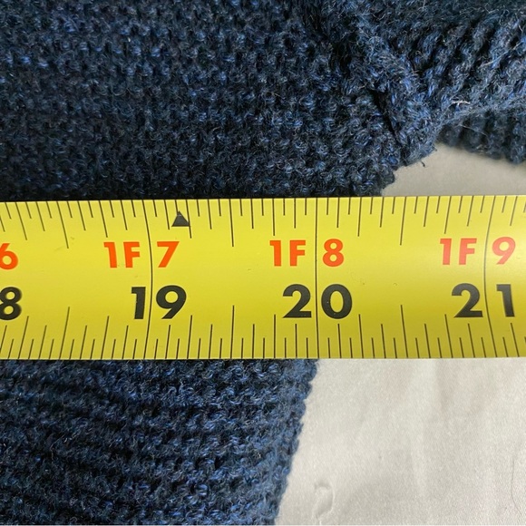 Suede Elbow Patch Blue Shawl Collar Knit Cardigan Sweater M Dark Acadamia Preppy - Picture 9 of 10